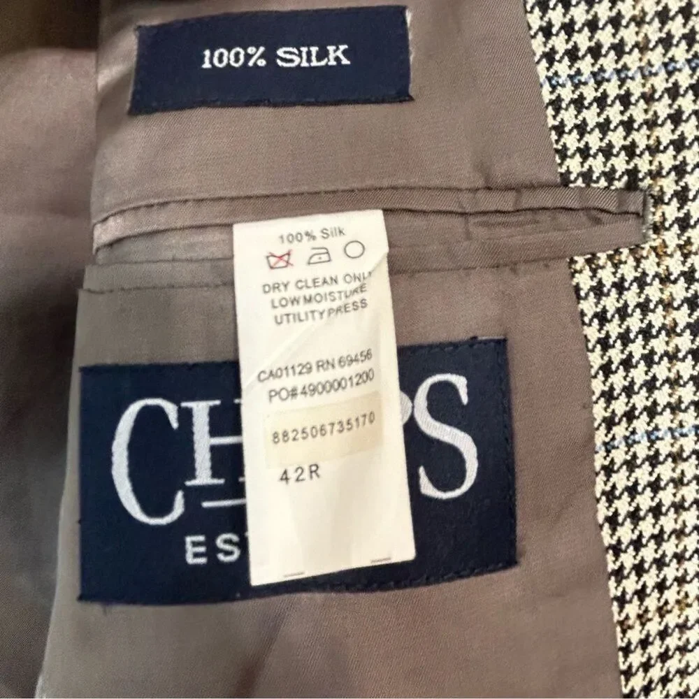CHAPS Suit Blazer 100%Silk Long Sleeve Button Closure Sport Suit Blazer Size 42R